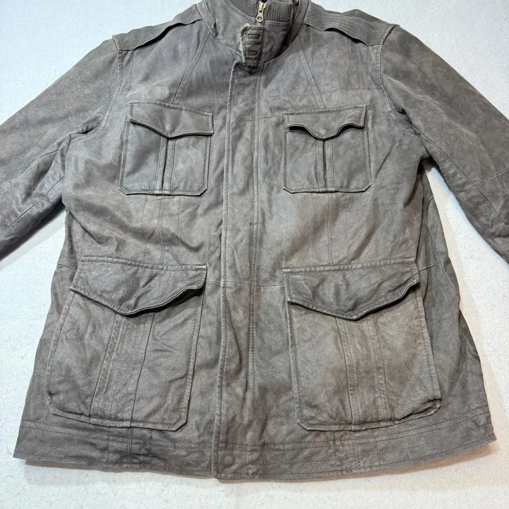 St Johns Bay Outfitters‎ Mens Genuine Leather Field Jacket Brown Large